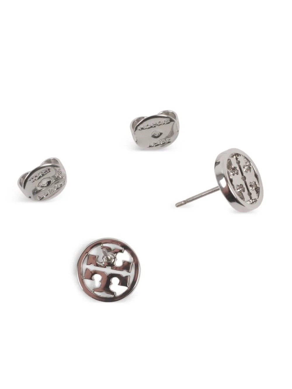 Tory Burch Logo Detail Silver Stud Earrings NWT